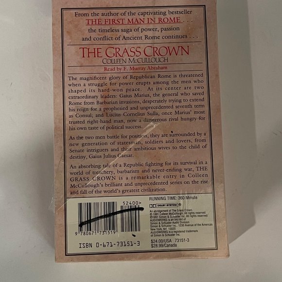 1991 VTG The Grass Crown by Colleen McCullough NIP audio 4 cassettes 360 min. - Picture 2 of 7